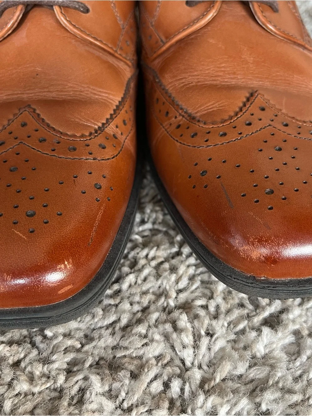 Florsheim Boys' Tan Brown Wingtip leather Dress Shoes